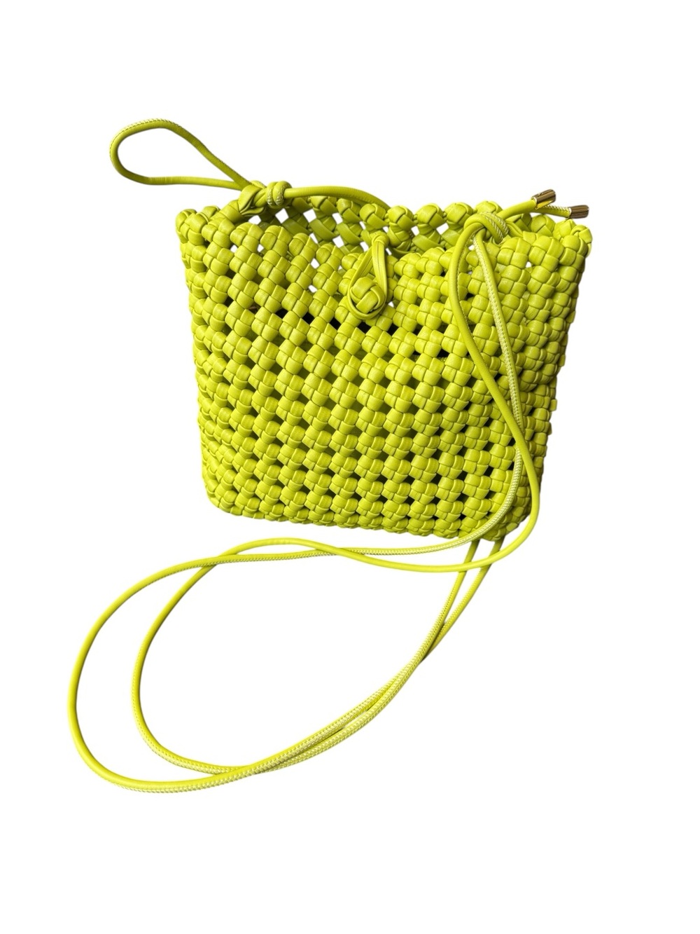 Neon green Yellow Woven Crossbody Bag